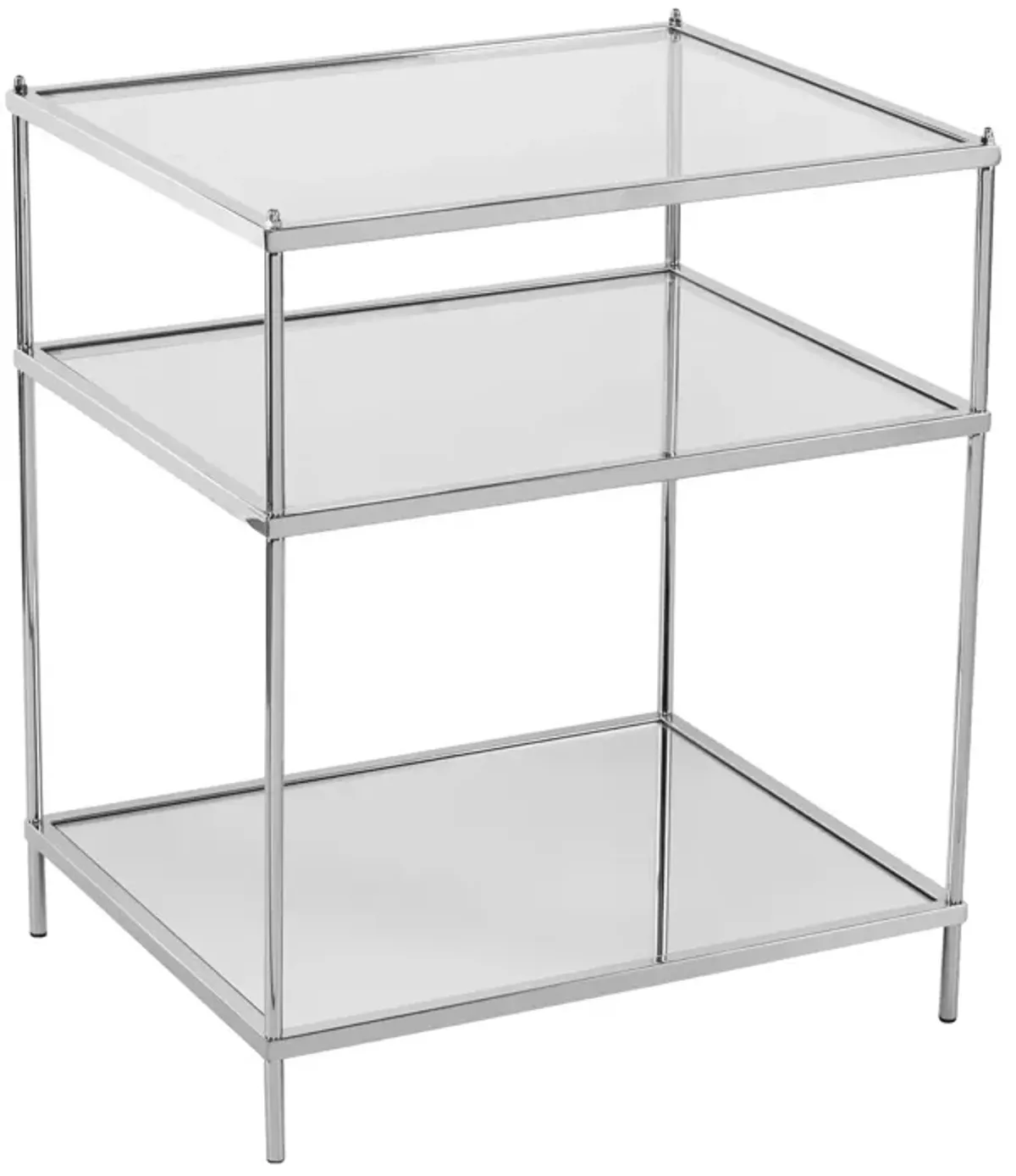 Hivvago 27" Chrome Glass And Iron Rectangular Mirrored End Table With Shelf