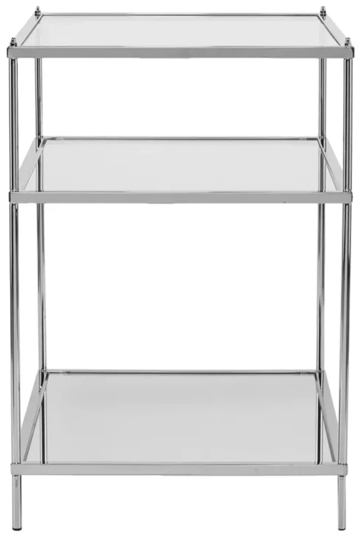 Hivvago 27" Chrome Glass And Iron Rectangular Mirrored End Table With Shelf