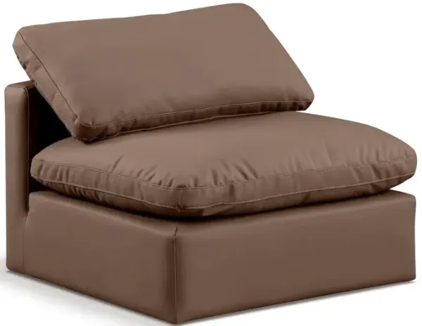 Meridian Furniture Indulge Brown Vegan Leather Armless Chair