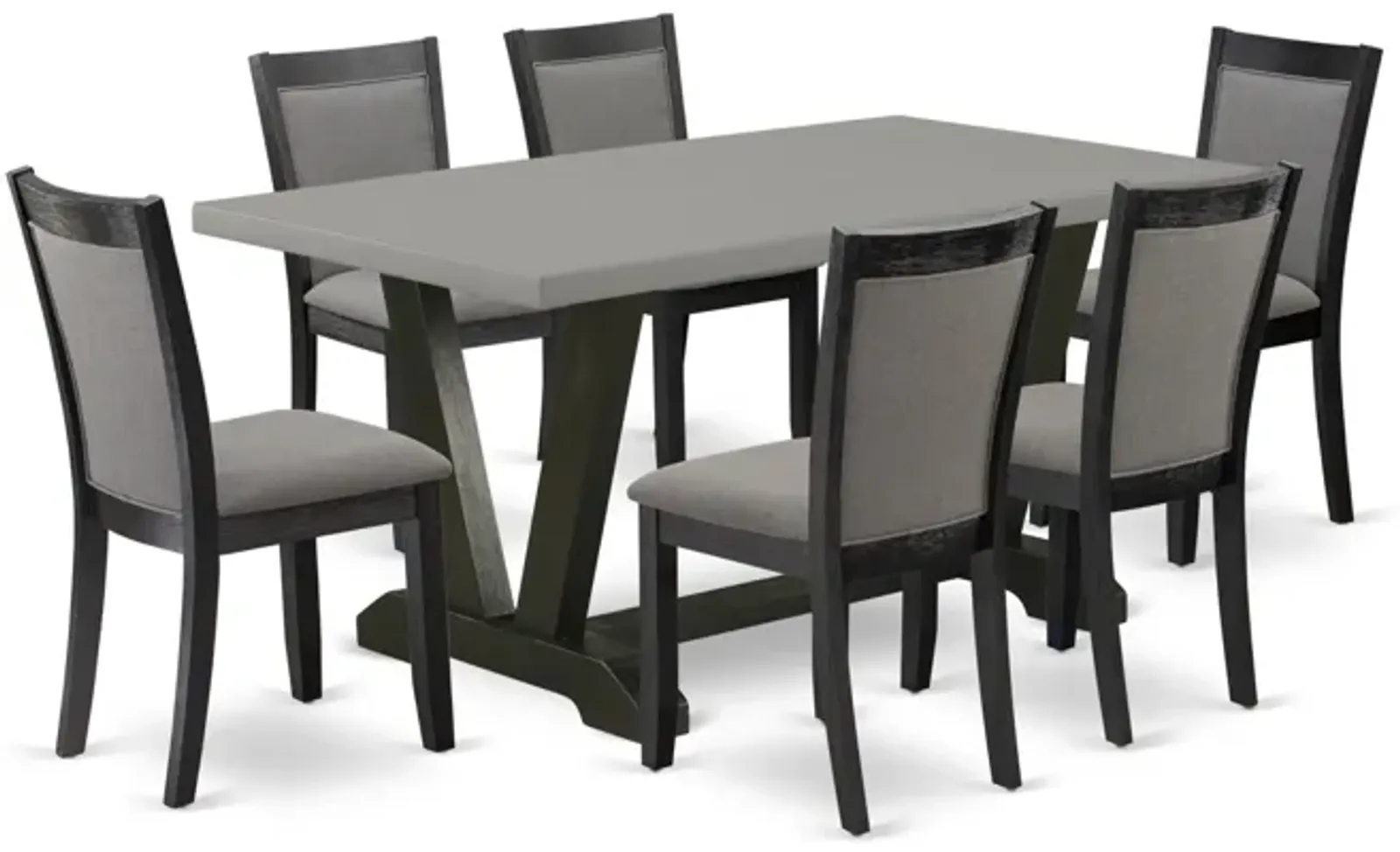 East West Furniture V696MZ650-7 7Pc Dining Set - Rectangular Table and 6 Parson Chairs - Multi-Color Color