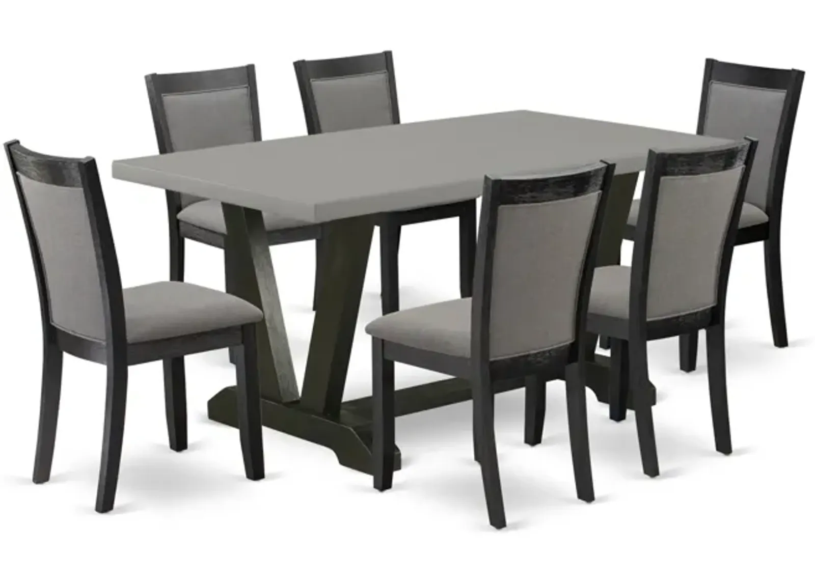 East West Furniture V696MZ650-7 7Pc Dining Set - Rectangular Table and 6 Parson Chairs - Multi-Color Color