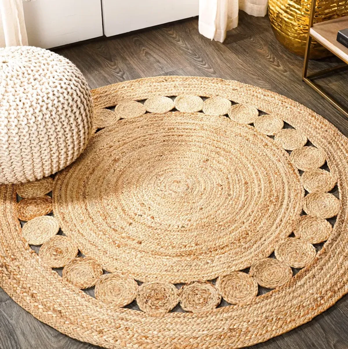 Dahlia Round Natural Jute Boho Circle Natural Round Area Rug