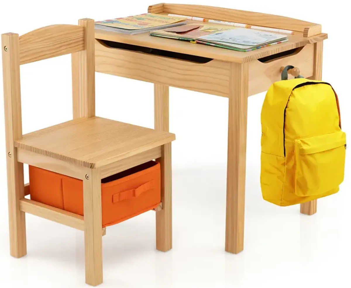 Kids Table and Chair Set with Storage Space for Play and Organization