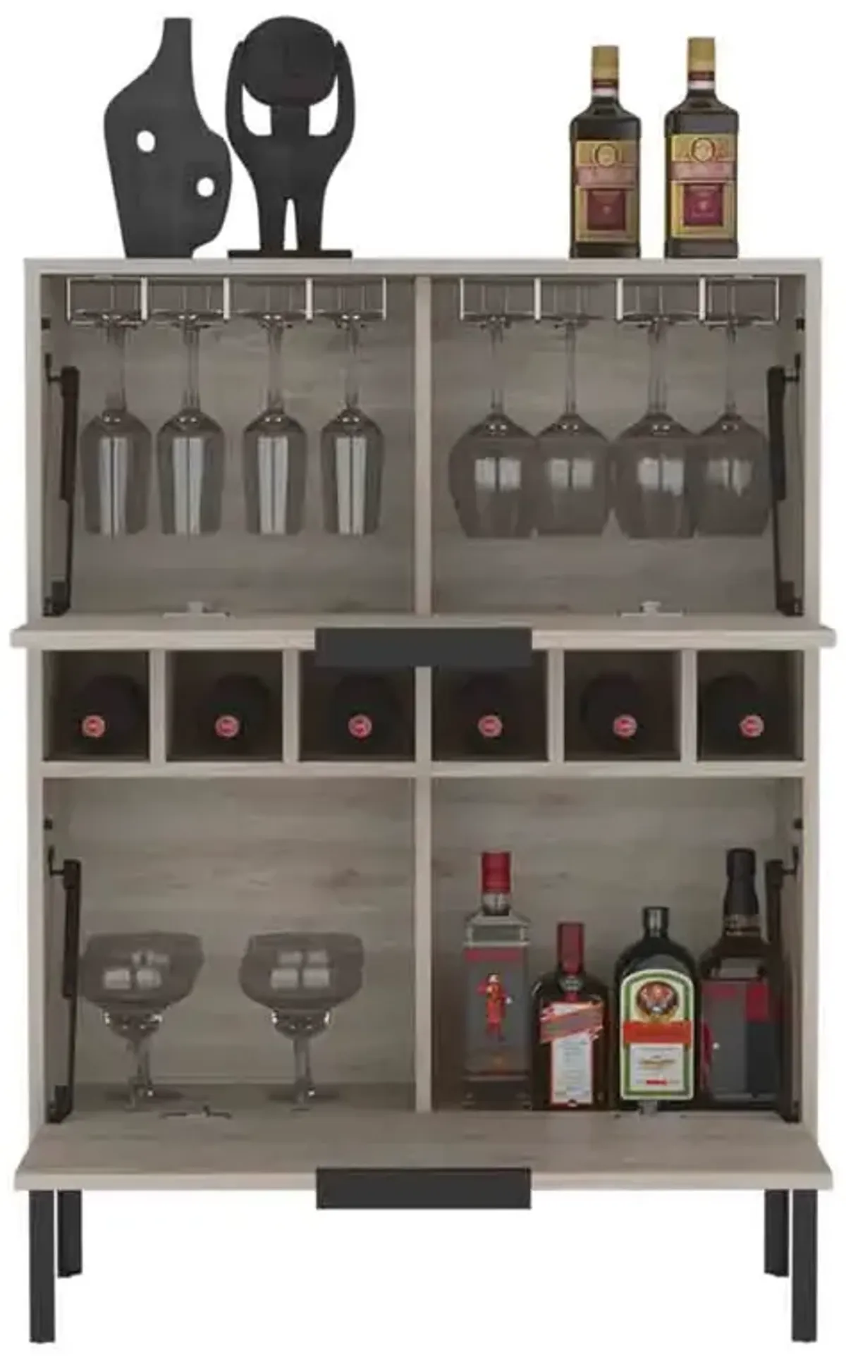 Bar Cabinet Puertu, Living Room, Light Gray