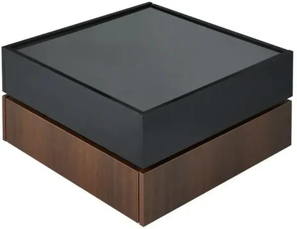 Multi-Functional 360° Rotating Square Coffee Table with Storage and Drawers