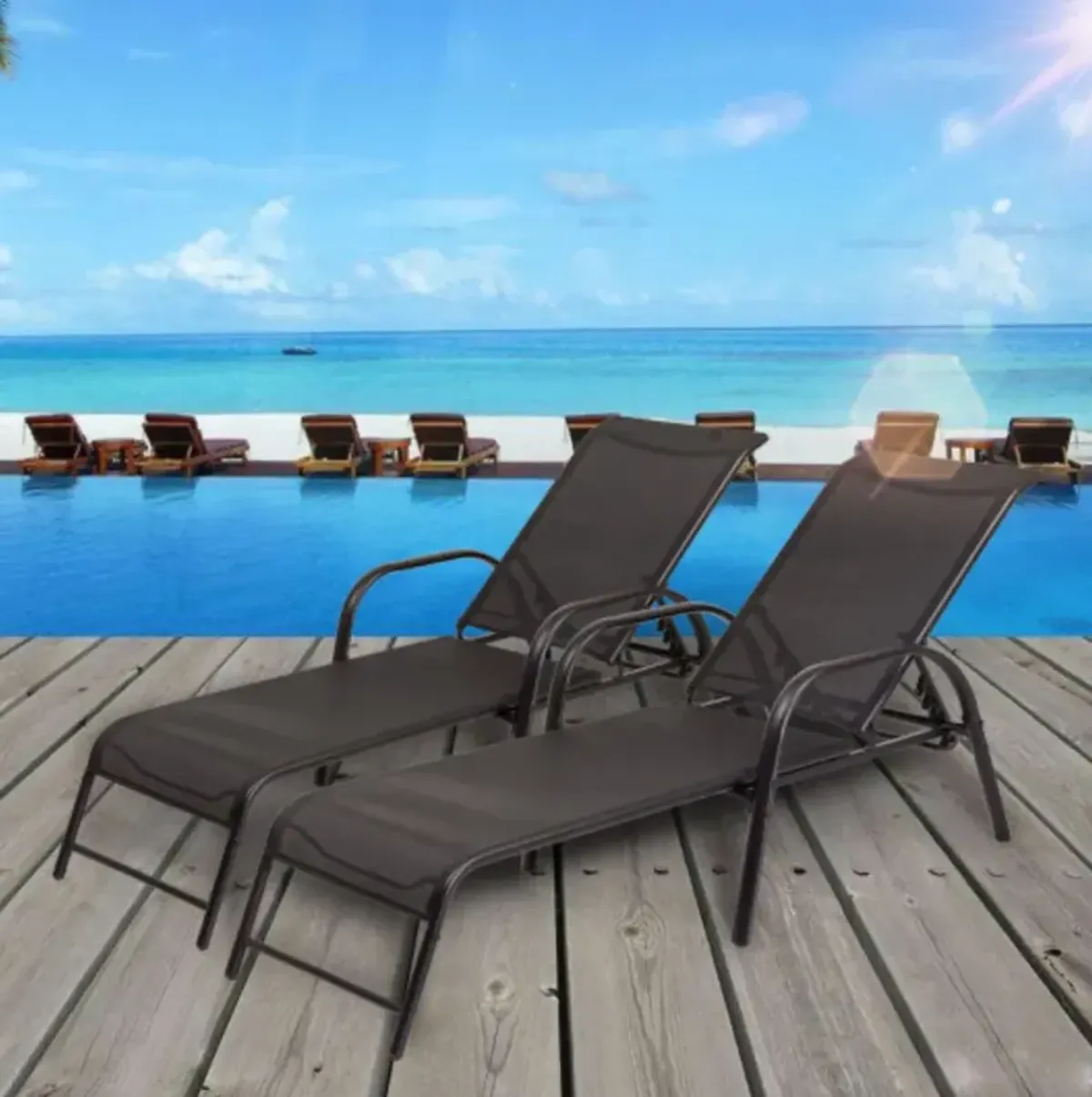 Set of 2 Patio Lounge Chairs