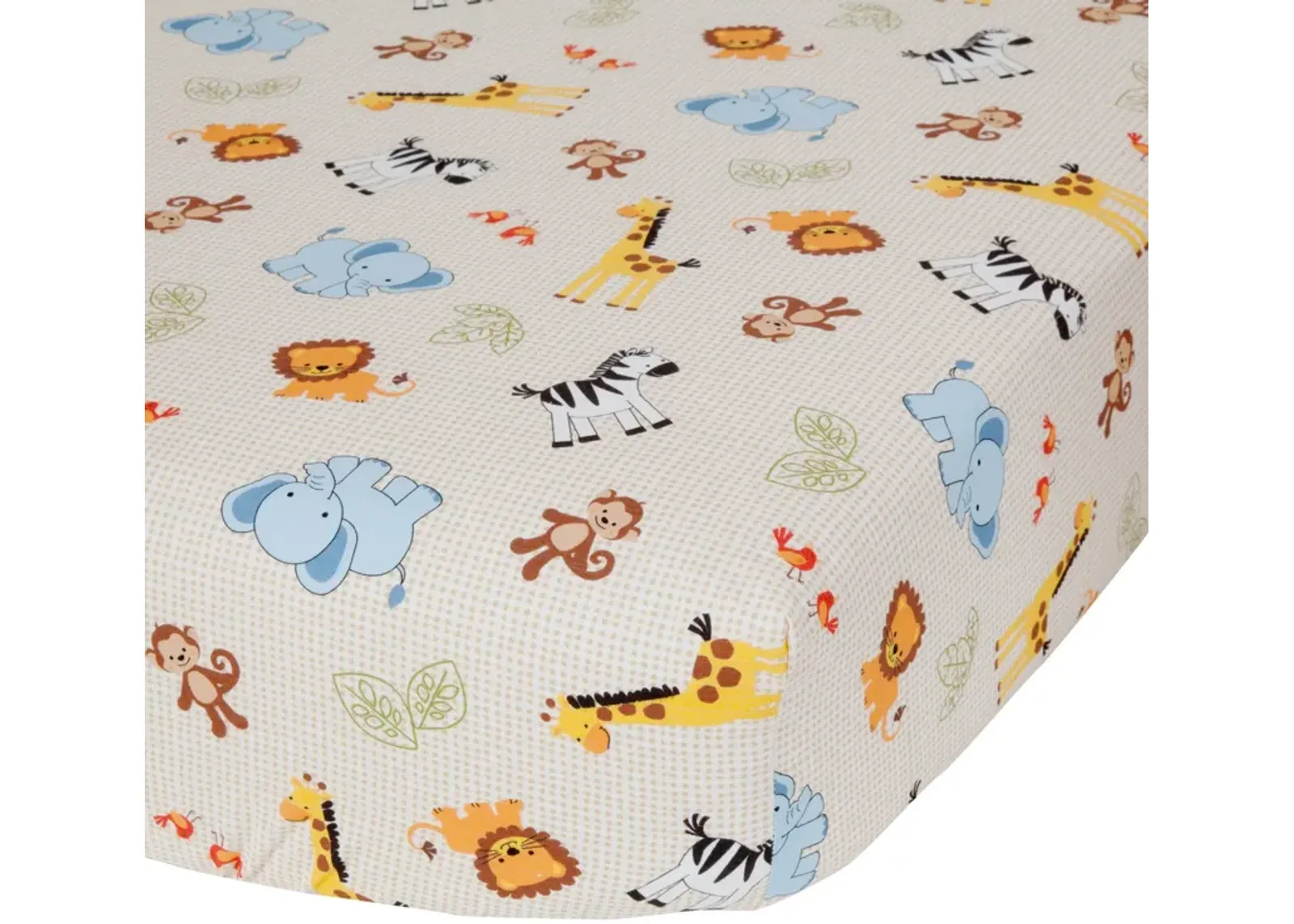 Bedtime Originals Jungle Buddies Beige Safari Animals Fitted Baby Crib Sheet