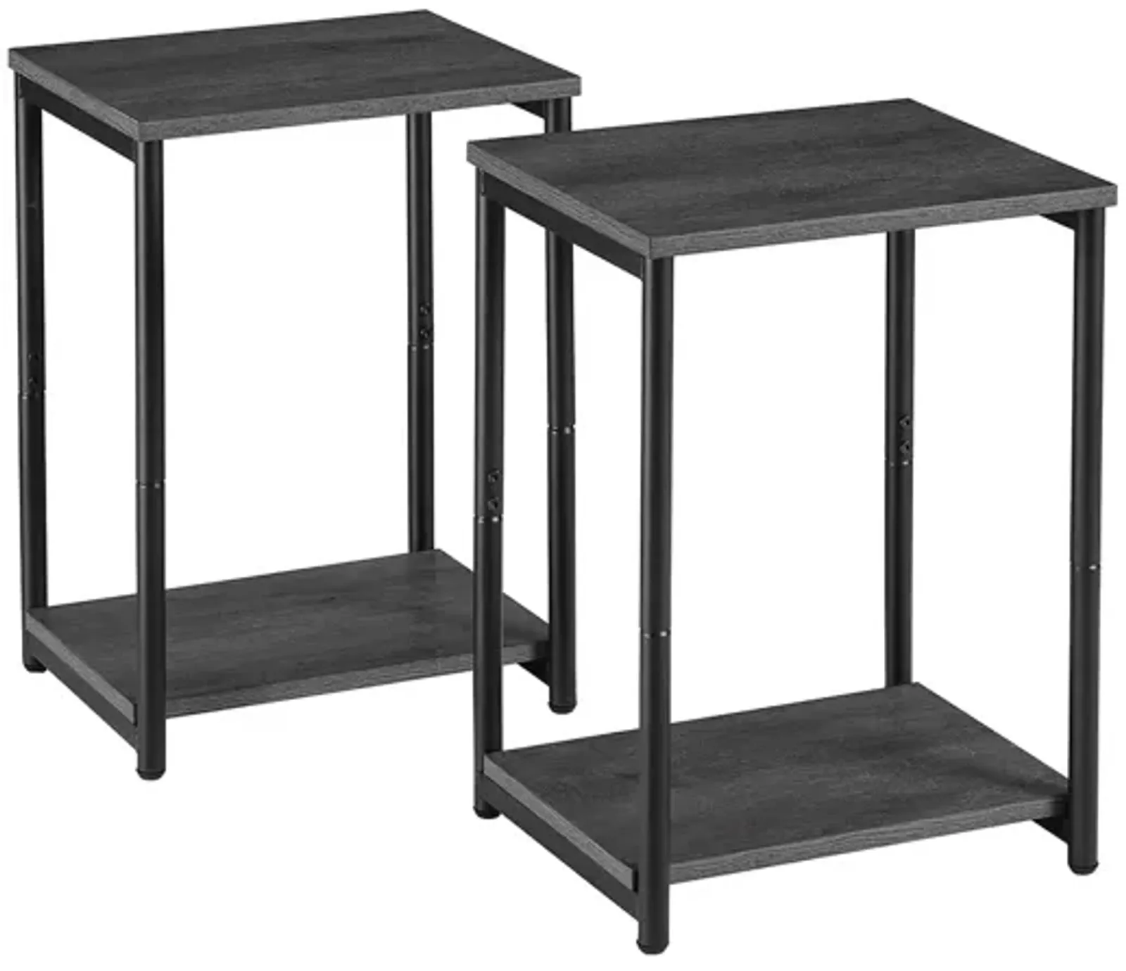 Steel Frame End Tables with Storage Shelf for Living Room and Bedroom- Set of 2