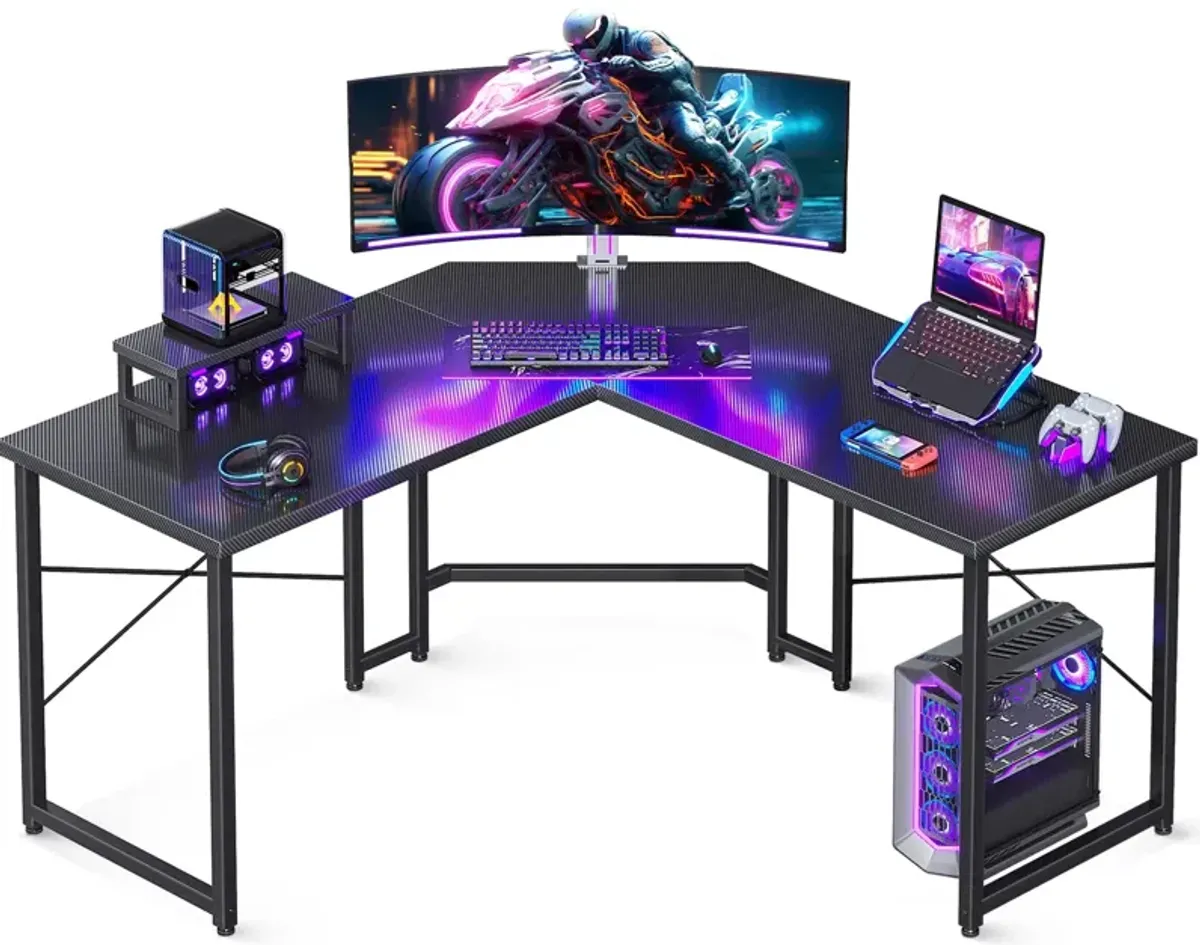Casaottima L Shaped Gaming Desk with Monitor Stand, Corner Desk Gaming Table for Home Office, Computer Desk Sturdy Writing Works