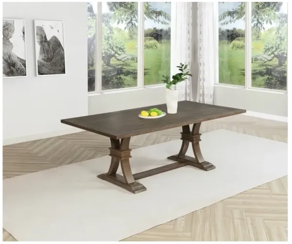 Best Quality Furniture 7 Piece Traditional Dining Set With Dark Grey Side Chairs