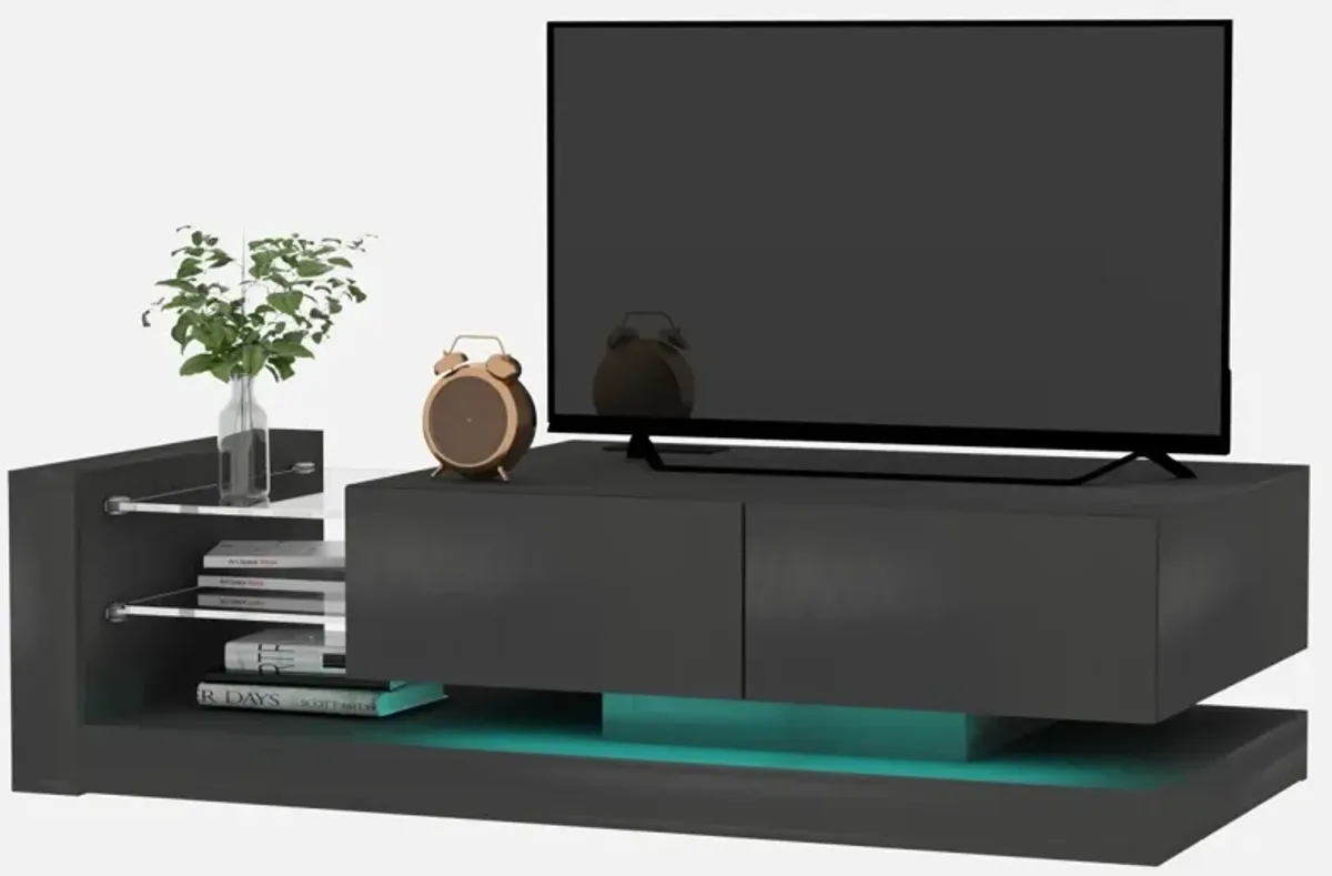 TV Console With Storage Cabinets, 16 4 Modes Changing Lights Remote Rgb LED TV Stand