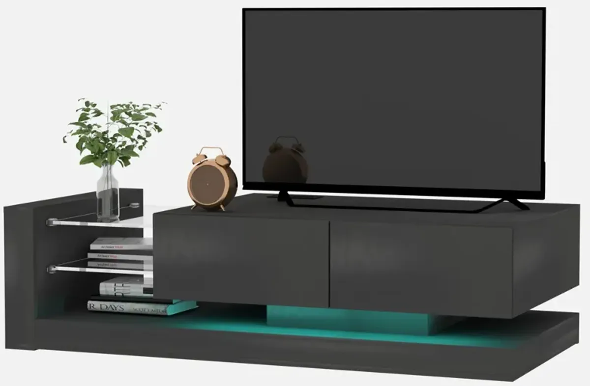 Streamdale RGB LED TV Console With Storage, Dimmable Lights