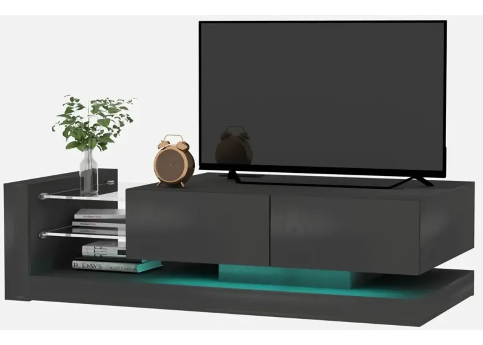 TV Console With Storage Cabinets, 16 4 Modes Changing Lights Remote Rgb LED TV Stand