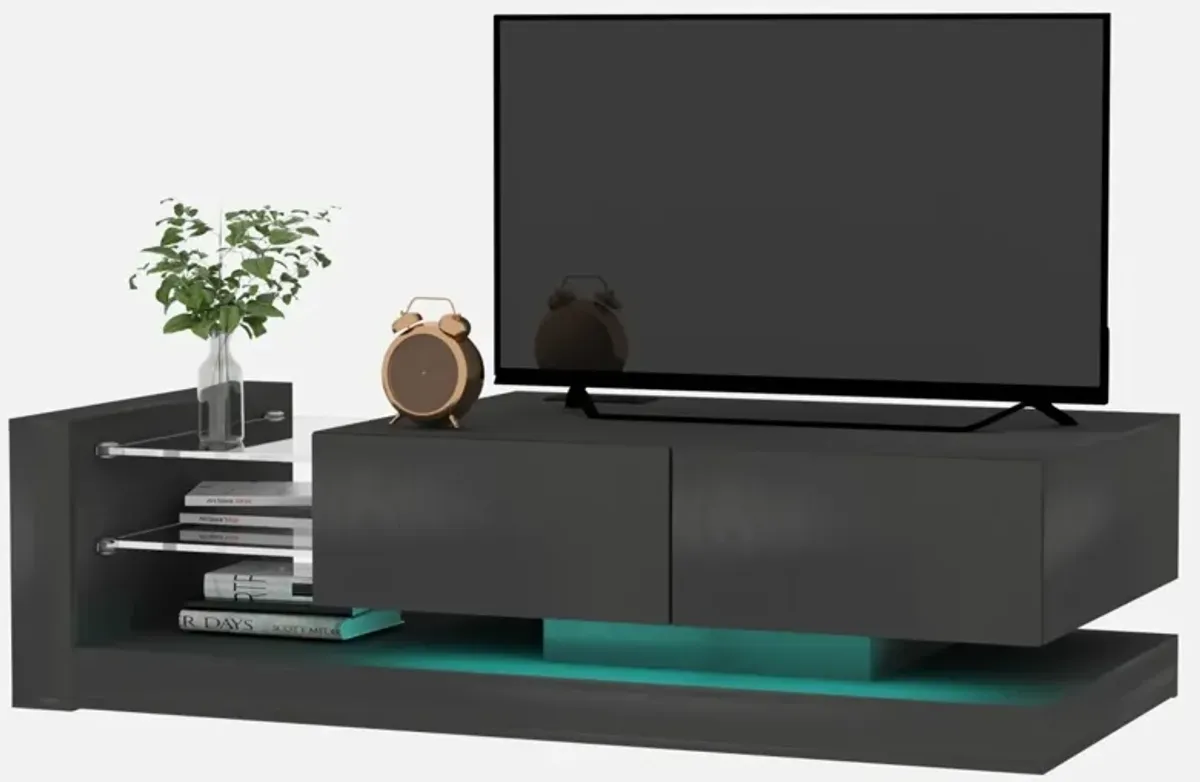 TV Console With Storage Cabinets, 16 4 Modes Changing Lights Remote Rgb LED TV Stand