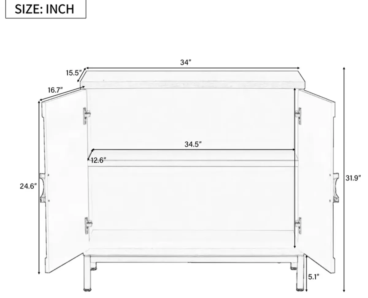 Wooden and Metal Leg Accent Cabinet for Living and Dining Room