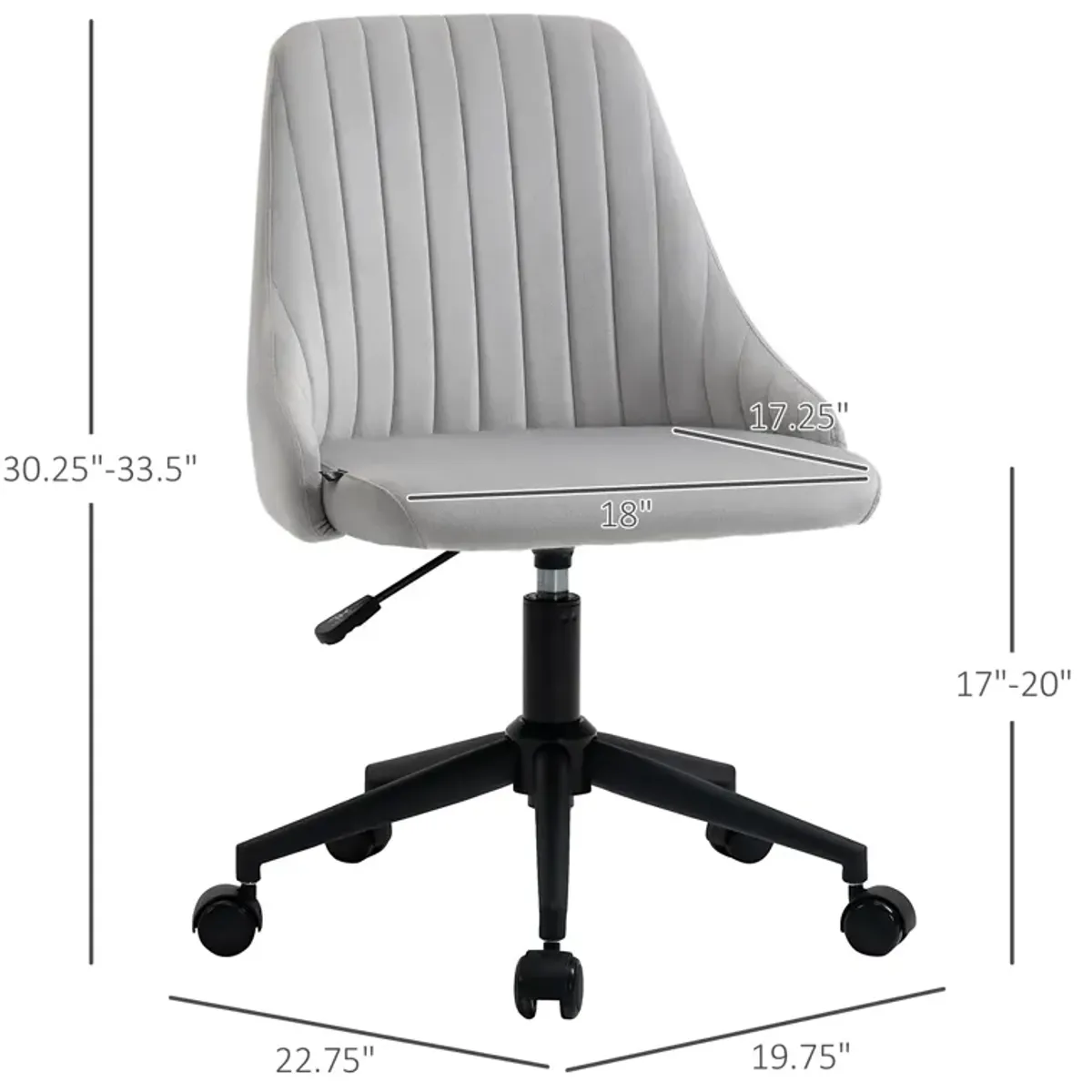 Slate Task Chair: Velveteen Swivel Mid-Back with Fluted Design