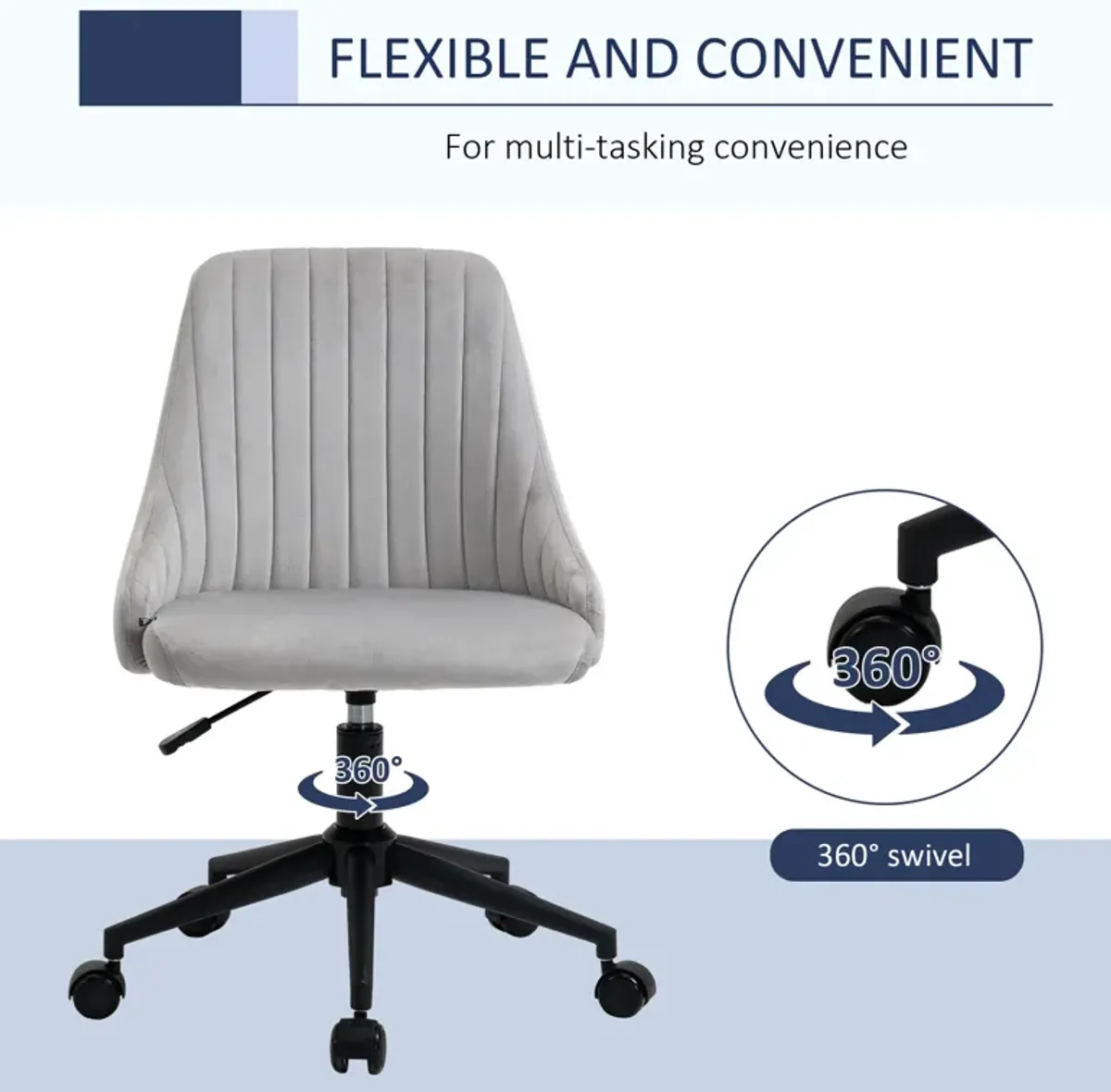 Slate Task Chair: Velveteen Swivel Mid-Back with Fluted Design