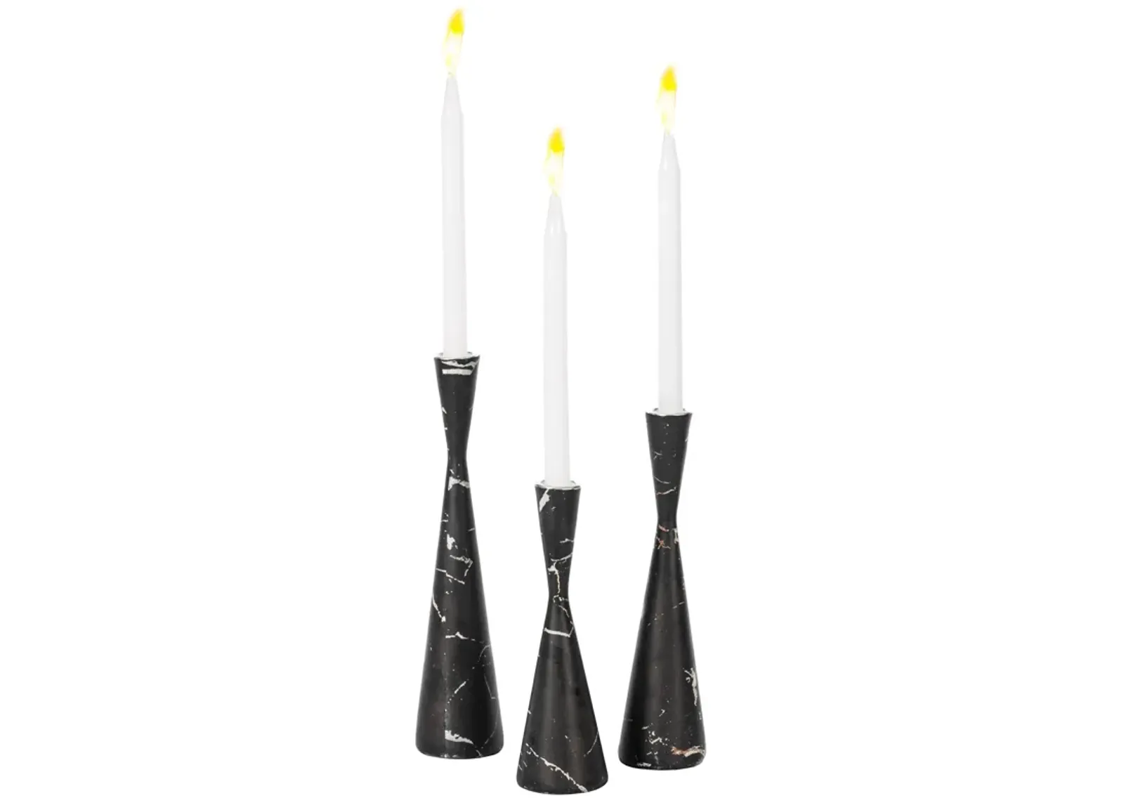 Marble Resin Candle Holders - Set of 3 Exquisite Decorative Taper Candlesticks for Luxurious Home Decor, Elegant Dining Table Centerpieces, Stylish Interior Accents, and Exclusive Event Illumination, Black