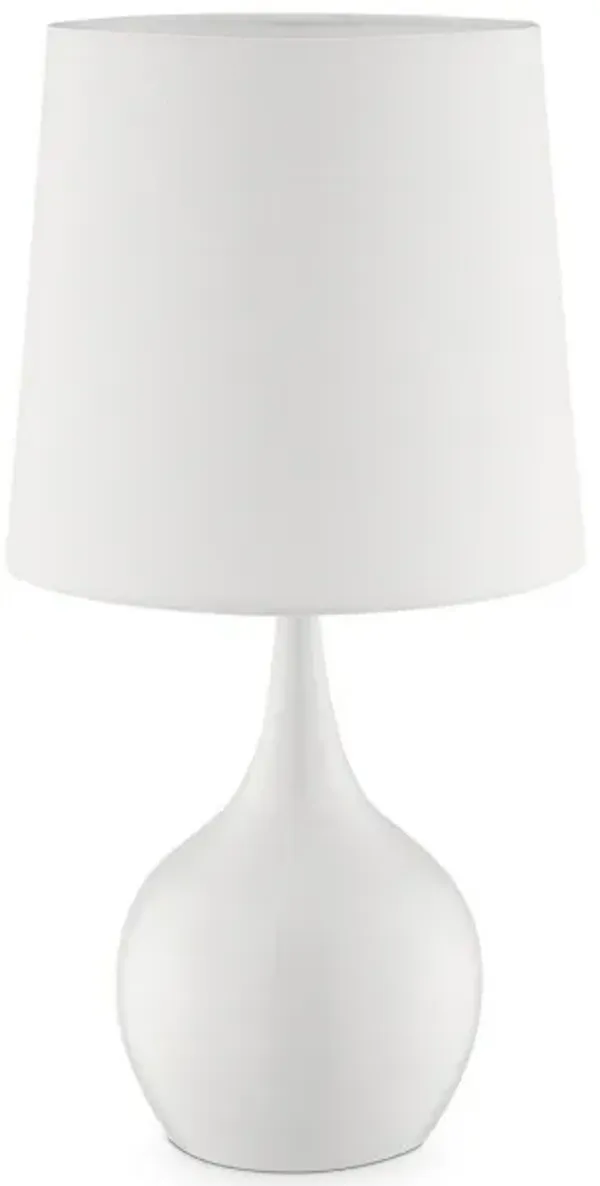 Pot Bellied Shape Metal Table Lamp with 3 Way Switch, White-Benzara