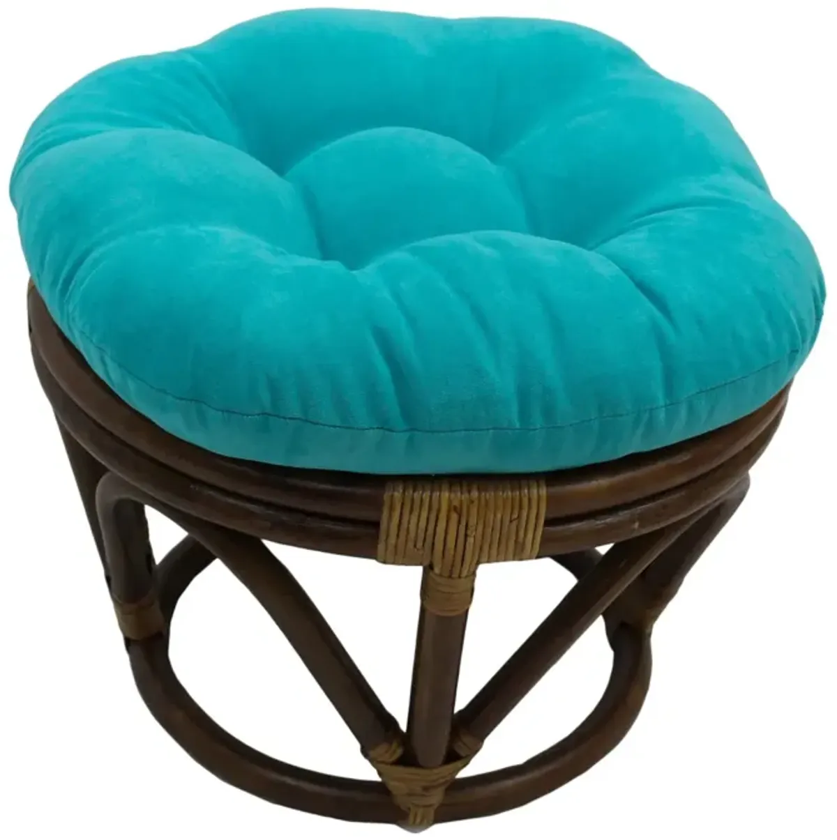 International Caravan Furniture Piece Rattan Ottoman with Micro Suede Cushion