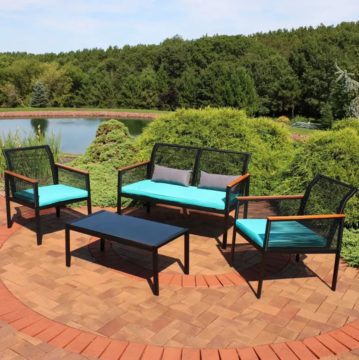 Sunnydaze Coachford Rattan 4-Piece Patio Furniture Set