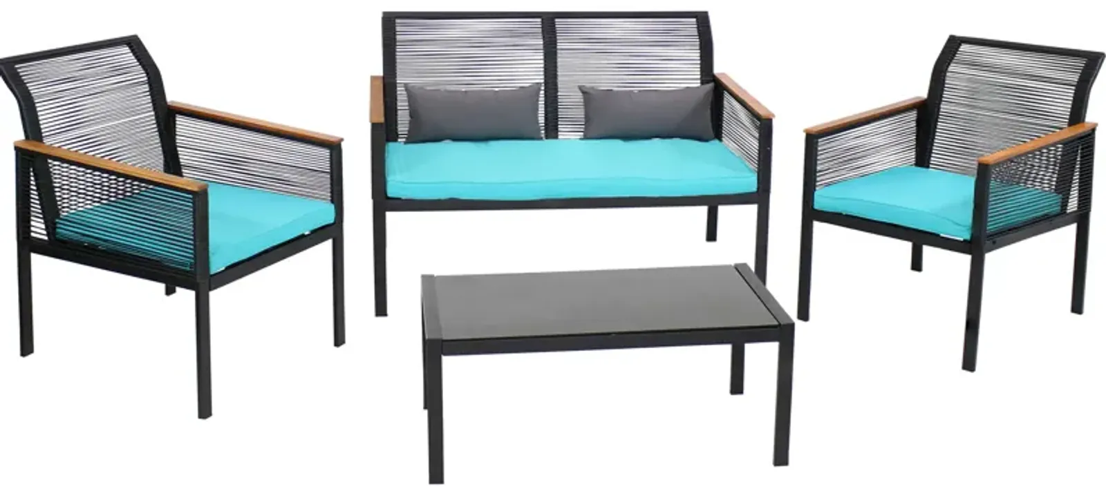 Sunnydaze Coachford Rattan 4-Piece Patio Furniture Set