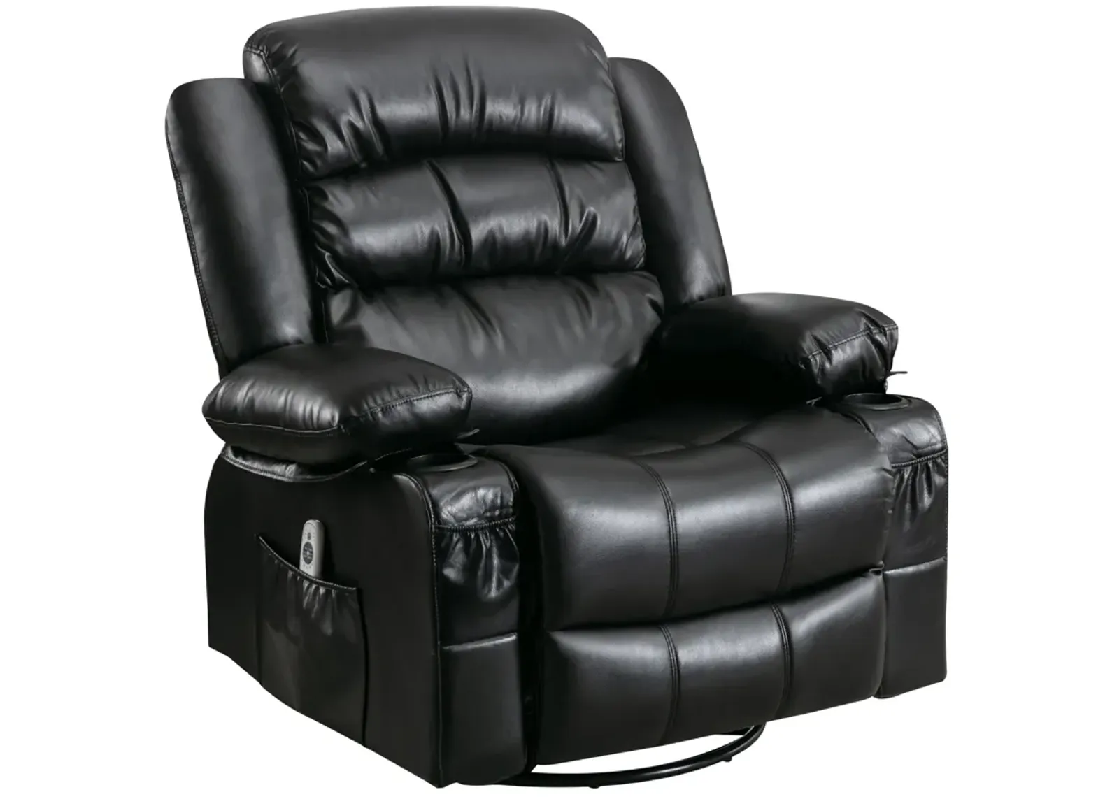 39.76 in. W Leather Recliner with Rocking, Remote Control, Tufted and Storage