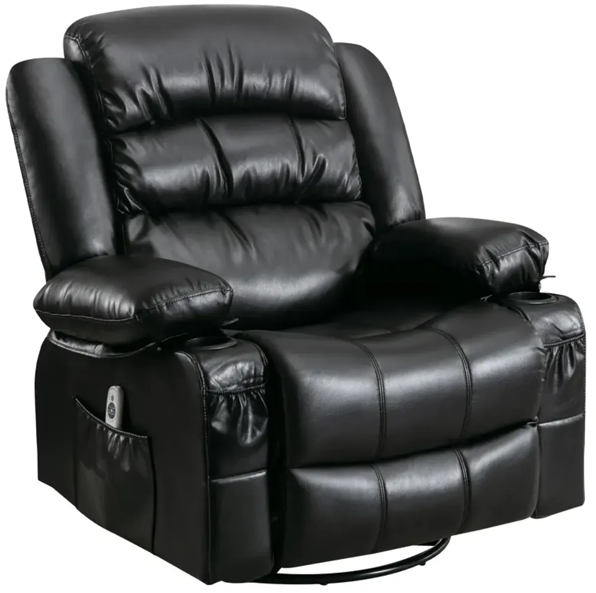 39.76 in. W Leather Recliner with Rocking, Remote Control, Tufted and Storage