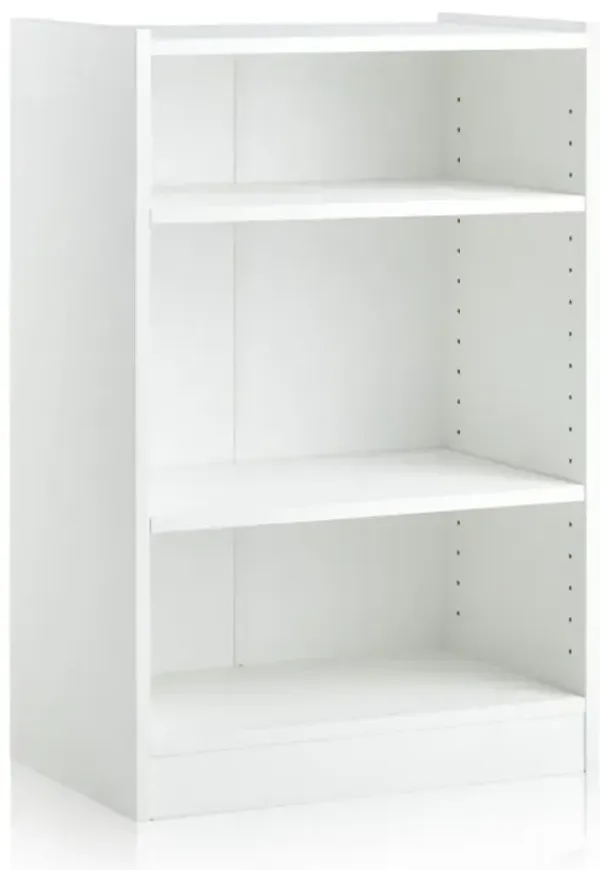 Hivvago 3-Tier Bookcase Open Display Rack Cabinet with Adjustable Shelves-White