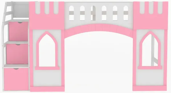 Merax Loft Bed with Storage Staircase and Window