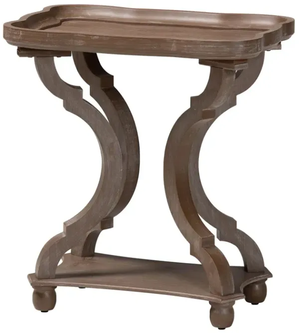 Baxton Studio Yannick French Country Antique Brown Wood End Table