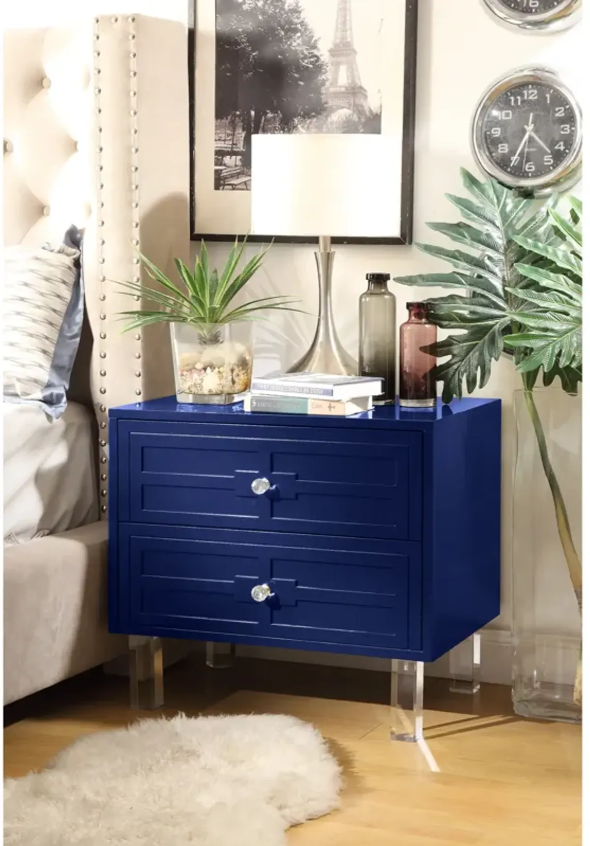 Inspired Home Crystal  Side Table/Accent Table/Nightstand