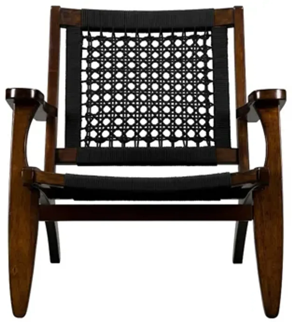 Heor 29 Inch Accent Chair, Hexagon Rope Woven Back, Seat, Brown Wood  - Benzara