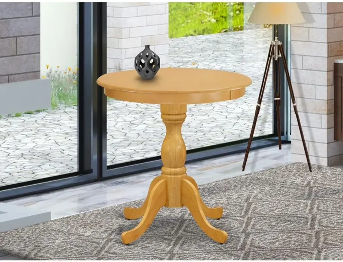 East West Furniture Beautiful Small Table with Oak Color Table Top Surface and Asian Wood Small Dining Table Wooden Legs - Oak Finish