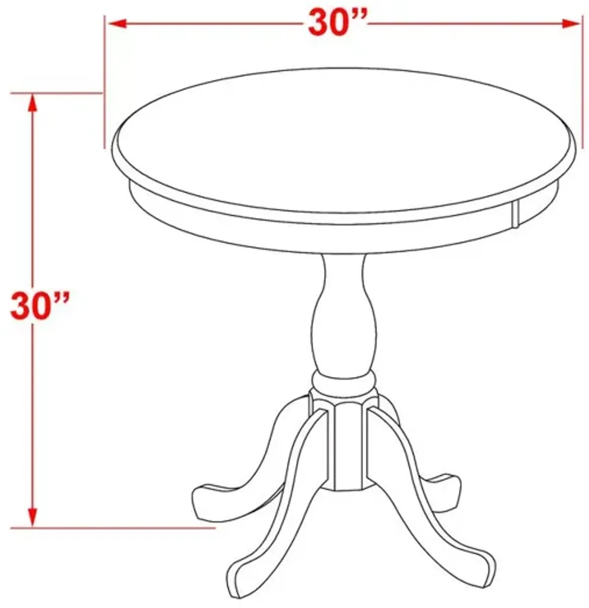 East West Furniture Beautiful Small Table with Oak Color Table Top Surface and Asian Wood Small Dining Table Wooden Legs - Oak Finish