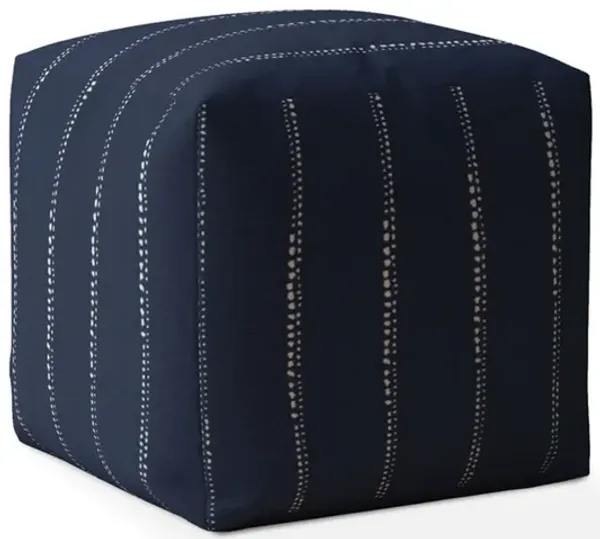 Hivvago 17" Blue Striped Pouf Ottoman