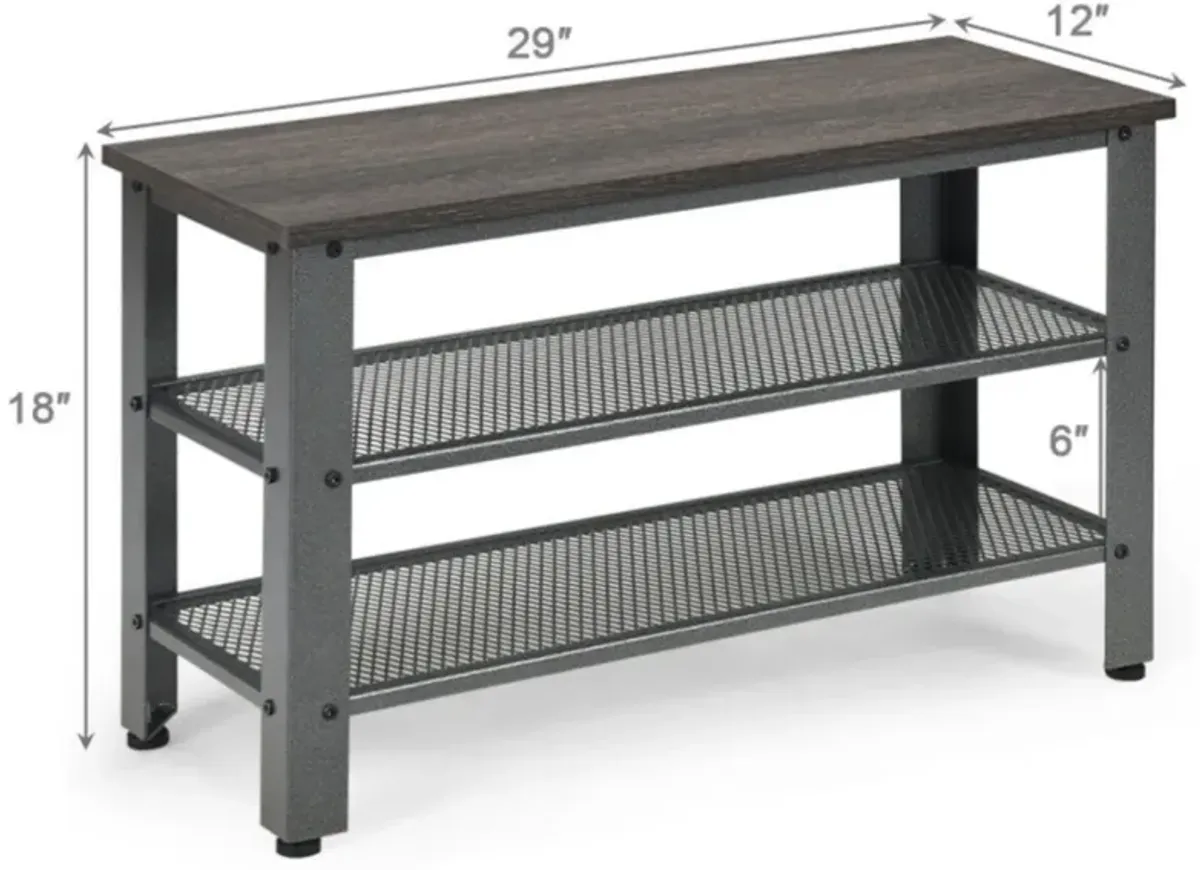 Hivvago 3-Tier Shoe Rack Industrial Shoe Bench with Storage Shelves