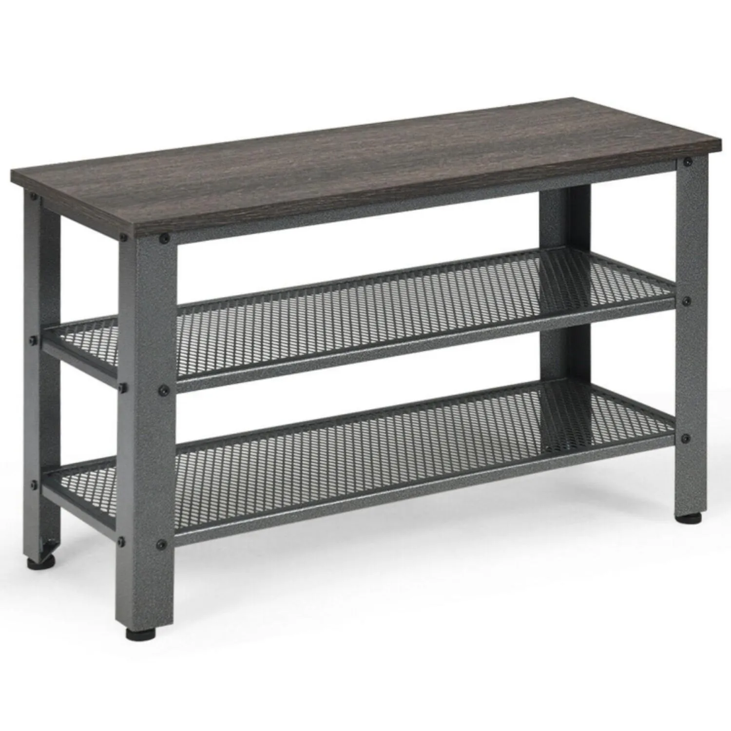 Hivvago 3-Tier Shoe Rack Industrial Shoe Bench with Storage Shelves