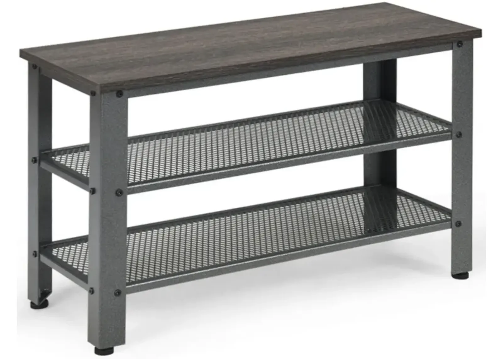 Hivvago 3-Tier Shoe Rack Industrial Shoe Bench with Storage Shelves