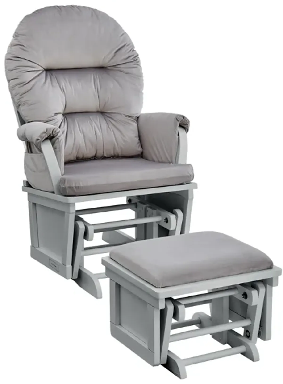 Madison Glider and Ottoman Gray Wood and Light Cloud Gray Fabric