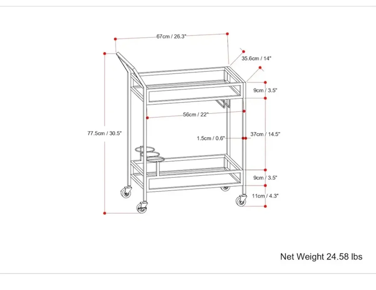 Simpli Home Watts 26 Inch Bar Cart In Chrome