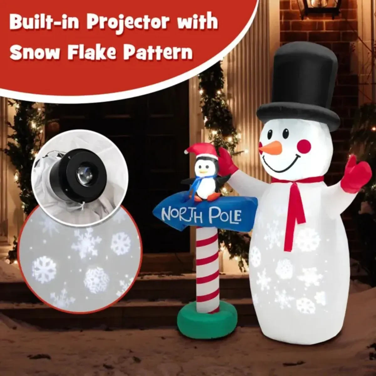 Hivvago 6 Feet Inflatable Christmas Decoration with Built-in Snowflake Projector