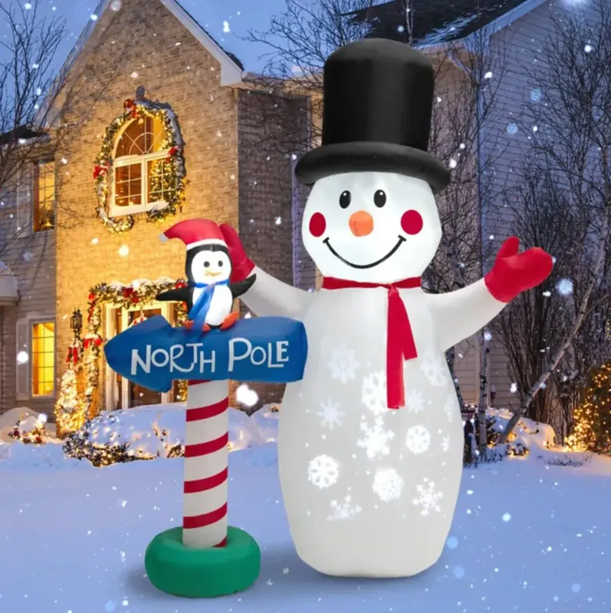 Hivvago 6 Feet Inflatable Christmas Decoration with Built-in Snowflake Projector