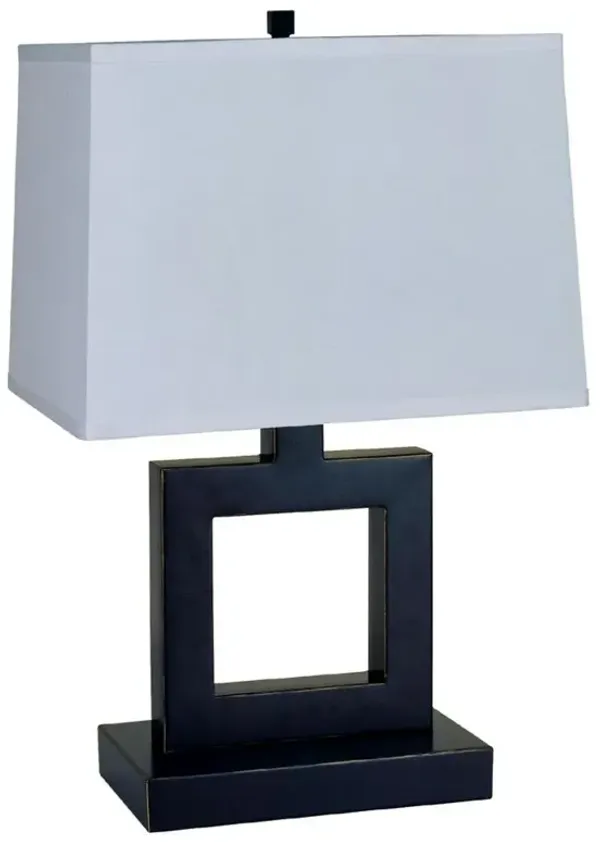 Hivvago 22" Bronze Open Square Table Lamp With White Rectangle Shade