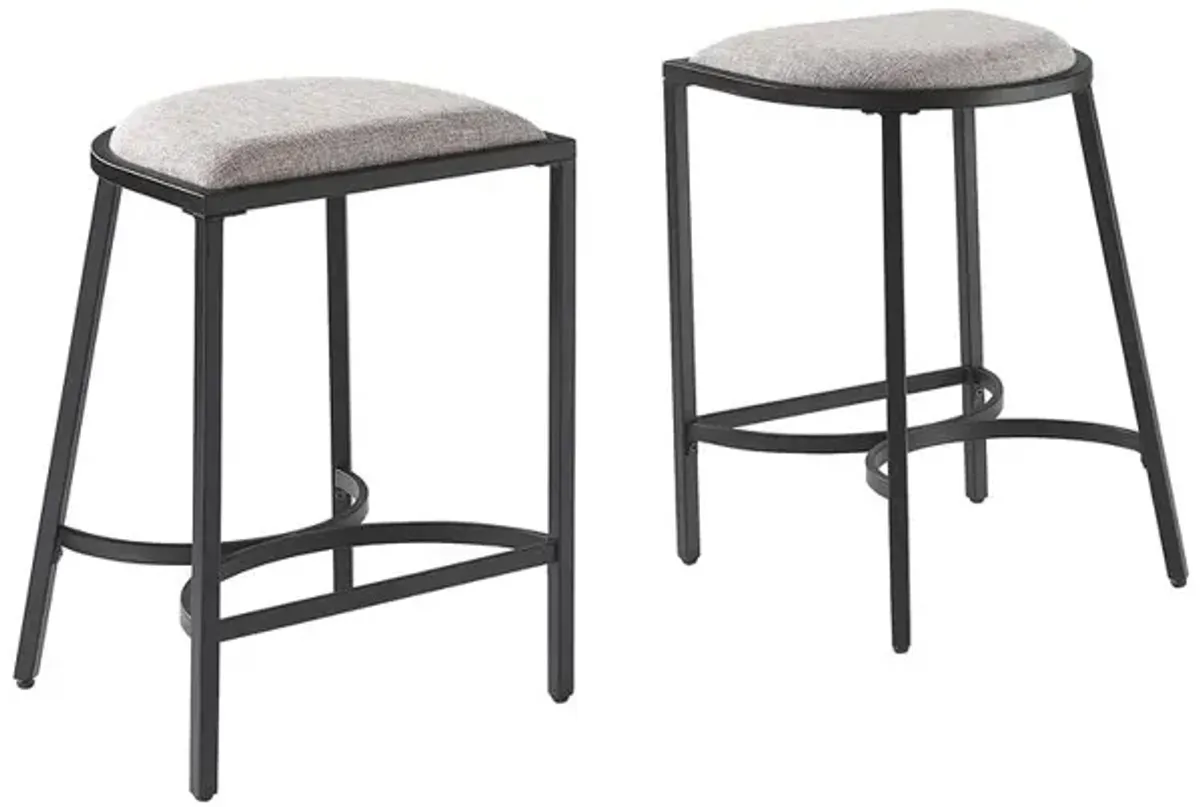 Ellery 2Pc Counter Stool Set Gray/Matte Black - 2 Stools