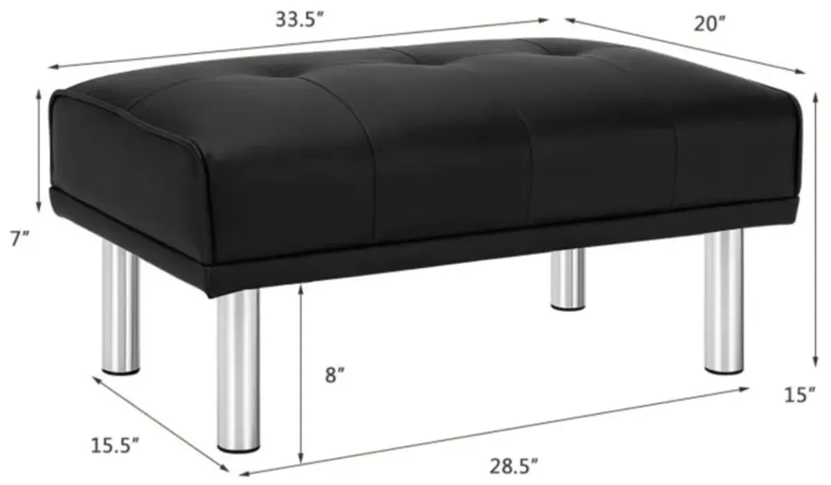 Hivvago Rectangle Tufted Ottoman with Stainless Steel Legs for Living Room