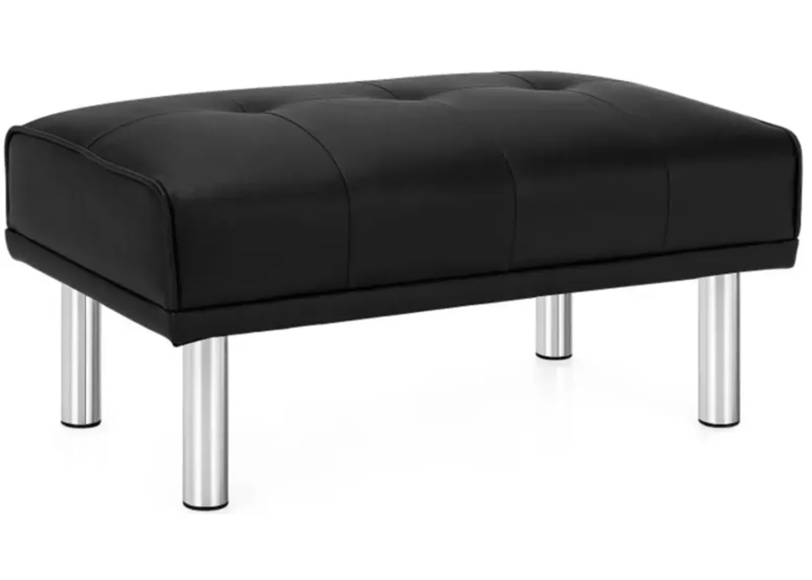 Hivvago Rectangle Tufted Ottoman with Stainless Steel Legs for Living Room