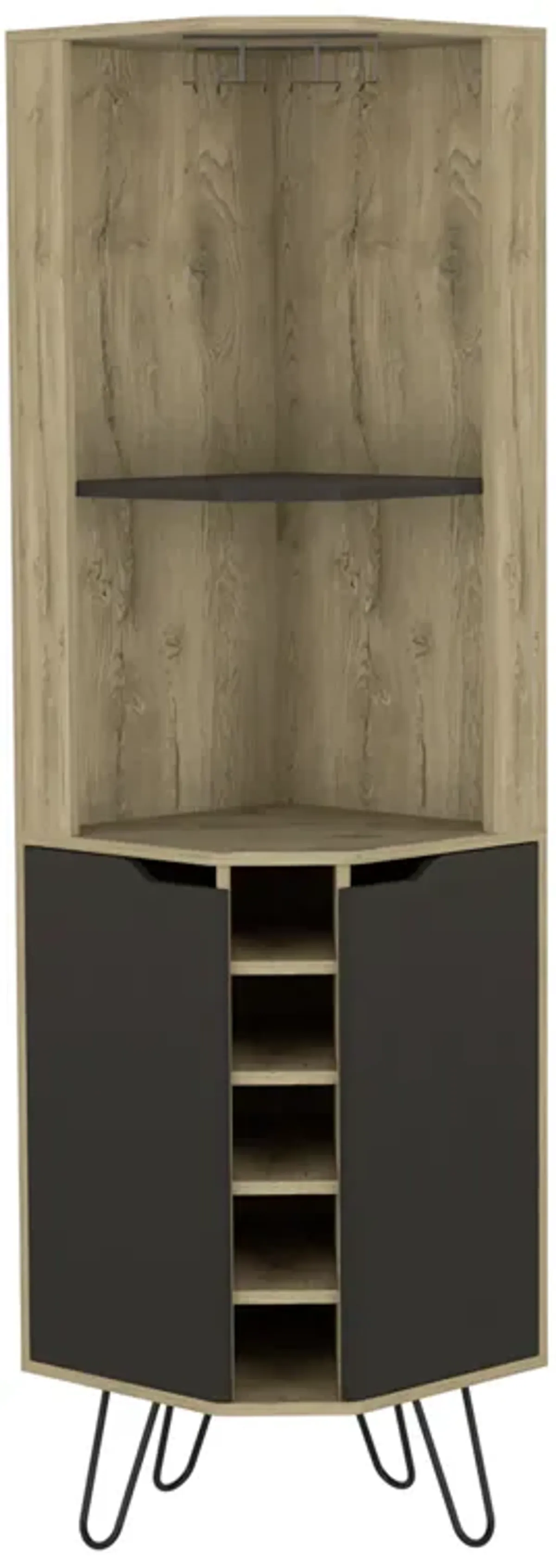 Corner Bar Cabinet Leverkusen, Living Room, Aged Oak / Black