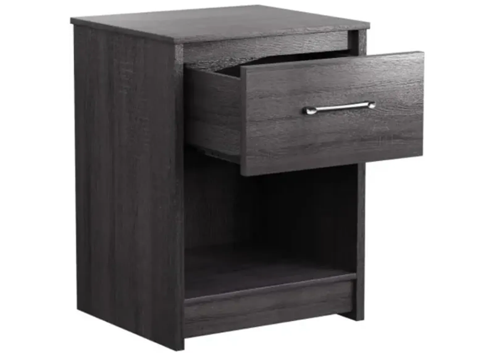 Hivvago Wooden Nightstand with Drawer and Open Storage Compartment