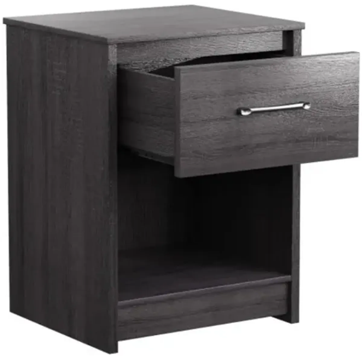 Hivvago Wooden Nightstand with Drawer and Open Storage Compartment